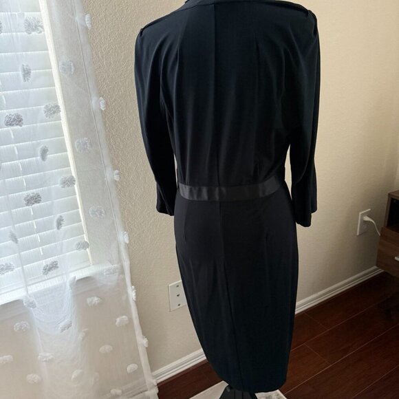 Antonio Melani Black Knitted Dress with 3/4 Sleeves for Office Elegant size S - Picture 8 of 16